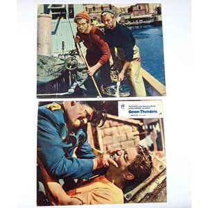 Set‎ of 2 Seven Thunders 1957 Lobby Cards Movie Poster WWII Stephen Boyd British